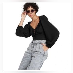 Wild Fable Cropped Peasant Blouse, size large